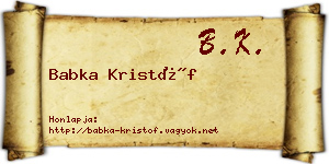 Babka Kristóf névjegykártya